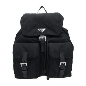 Prada Re Nylon Saffiano Leather Backpack Black